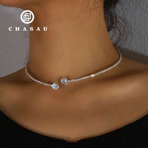 <span class=keywords><strong>Collar</strong></span> Fino y Elegante para Mujer con Colgante de Corazón de Moissanita de 0.8CT y 6mm en Plata de Ley 925, Gargantilla Sencilla de Joyería - Product Image 1