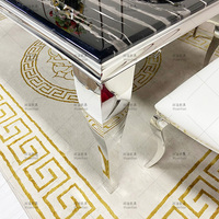 6 et 8 places-table de salle à manger avec pieds en marbre, meubles modernes, bon marché, prix d'usine, plateau et chaises en argent