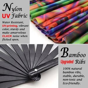 Éventail à main en bambou gravé personnalisé avec logo, grand format, anti-UV, pour festivals, avec motif sculpté - Product Image 3