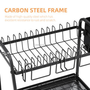 WIREKING Escurridor De Platos De 2 Niveles Con Function De Drenaje Automatico Estantes Fregadero De Cocina Para Utensilios Tabla - Product Image 6
