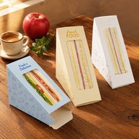 Boîte à sandwich triangulaire écologique recyclable avec fenêtre transparente en PVC, carton alimentaire enduit mat/UV, fermeture à clip, 5 styles