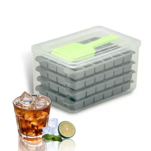 Bandeja de molde de hielo de esfera libre de BPA, fabricante de bolas de hielo de whisky flexible, bandeja redonda de cubitos de hielo con tapa y contenedor