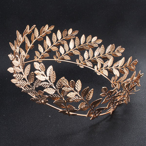 Couronne de mariée haut de gamme européenne et américaine, branche d'olivier tridimensionnelle, corolla d'elfe, design créatif, en alliage, coiffe de mariage - Product Image 5