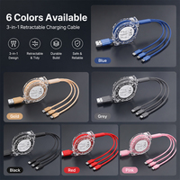 Großhandel Individuelles Logo Einziehbares 3-in-1-Ladegerät Flaches USB-Kabel Handy-Ladegerät für Werbegeschenke