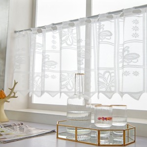 White <b>Lace</b> Kitchen <b>Curtain</b> Rod Mounted Translucent Half <b>Curtain</b> For Living Room Bedroom Dining Room Bathroom - Product Image 1