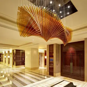 Factory Large Hotel Lobby Pendant Lighting Project Design Modern Glass Luxury Chandelier