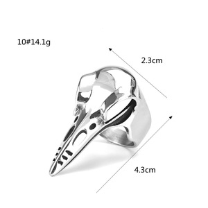 Men's Stainless Steel Raven <b>Skull</b> <b>Ring</b> Viking Style Animal Shape Hip Hop Jewelry Everyday Wear - Product Image 5