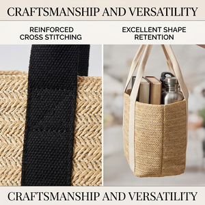 <span class=keywords><strong>Sac</strong></span> fourre-tout en paille tressée personnalisé SHINY avec logo, poignée en sangle robuste, <span class=keywords><strong>sac</strong></span> à <span class=keywords><strong>main</strong></span> de plage avec patch en cuir pour femme, vacances d'été - Product Image 4