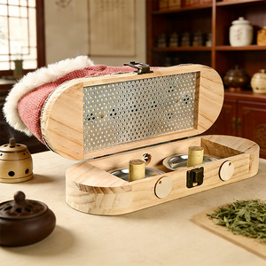 Caja de madera para moxibustión de pies, terapia de compresión caliente con madera maciza para calentar los pies - Product Image 1