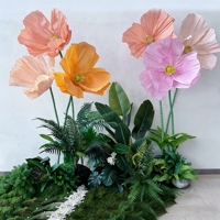 Pajangan Toko Jendela Rangkaian Bunga Kertas Raksasa Bunga Poppy Buatan Raksasa