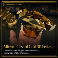 Lettres en acier inoxydable rétroéclairées 3D personnalisées en or miroir, logo publicitaire lumineux, étanche IP65 pour café, restaurant, boutique