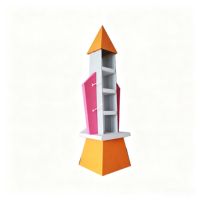 Présentoir promotionnel en forme de fusée pour supermarché, étagère simple en carton, vente en gros, OEM ODM, durable et personnalisable