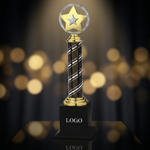 Trophée étoile en métal moulé sous pression portable avec base dorée, logo gravé au laser, impression UV pour récompenses sportives et de jeux - Product Image 1