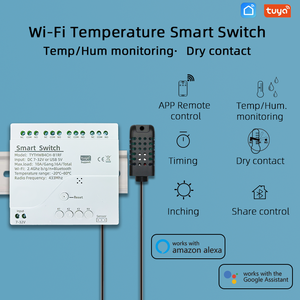 TY-TDQ-4CH-12v-T รีเลย์อัจฉริยะ Tuya Smart 7-32V WiFi 4 ช่อง พร้อมเซ็นเซอร์วัดอุณหภูมิและความชื้น สวิตช์แบบ Passive Dry Contact RF433 - Product Image 3