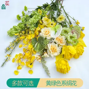 Fiori di paesaggio della serie gialla freschi di matrimonio sala per matrimoni Area di benvenuto decorazione stradale fiori di seta
