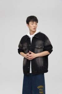 <span class=keywords><strong>Veste</strong></span> en jean printemps pour hommes <span class=keywords><strong>Veste</strong></span> en jean décontractée à manches longues manteau avec poches multiples Vestes bleues classiques à la mode - Product Image 4