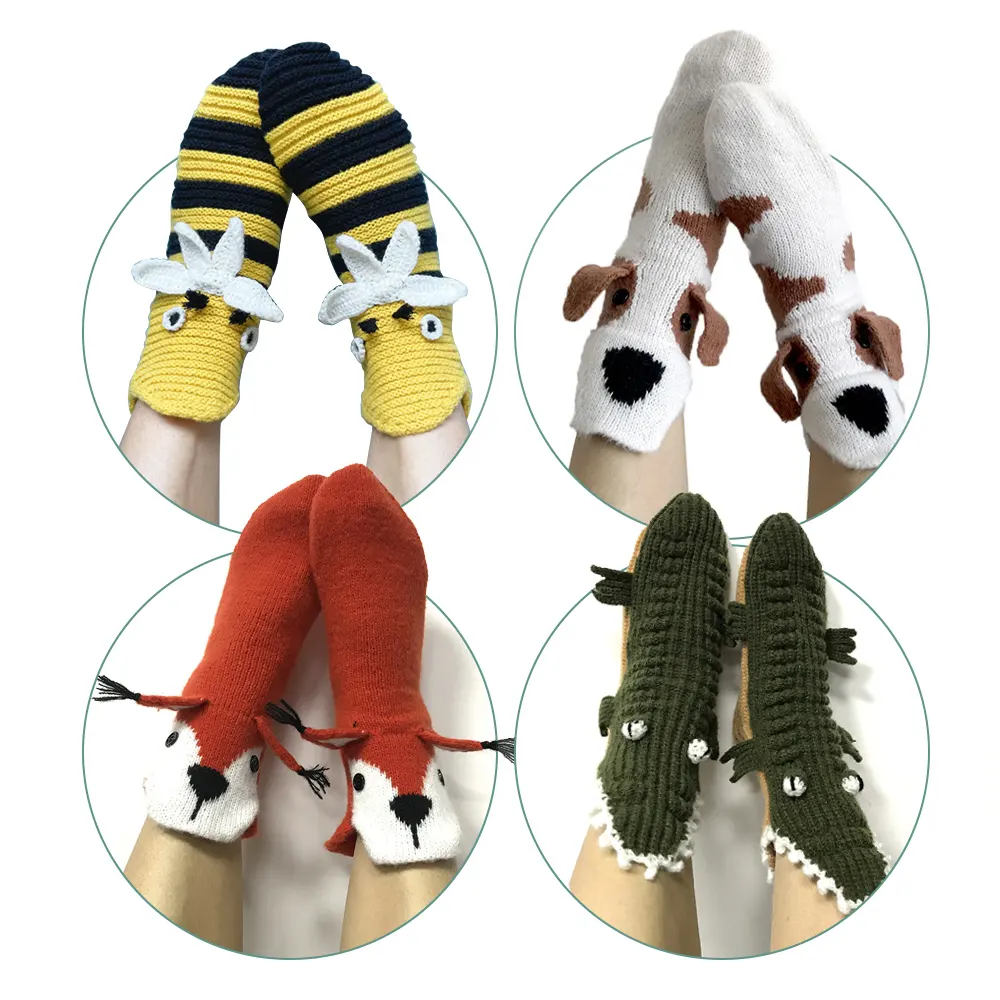 Remold ถุงเท้าถักแบบแปลกใหม่,ถุงเท้ารักษาอุณหภูมิลายพื้นลายมังกรจระเข้สัตว์สำหรับฤดูหนาว