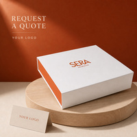 Boîte cadeau à couvercle rabattable blanc et orange avec texte imprimé pour présentation de produits vides, emballage de vente au détail, affichage de la marque et fournitures cadeaux