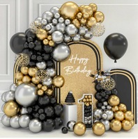 Kit d'arche de guirlande de ballons noir et or métallisé, décorations de fête du Nouvel An, fournitures pour mariage, baby shower, remises de diplômes