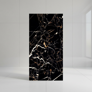 Black Portoro Polished Glazed Porcelain Tiles 600x1200mm Acid Resistant High Gloss Marble Floor Wall - Product Image 4