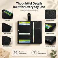Dompet Panjang Tempat Kartu Identitas dengan Jendela Transparan, Tutup Atas/Kancing Magnet, Banyak Slot, Organizer Perjalanan, Logo Custom, Kulit PU Premium