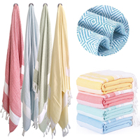 Serviette de plage XXL en coton doux à séchage rapide, imprimée à rayures, avec design Fouta Hammam anti-sable, idéale pour les voyages et le spa