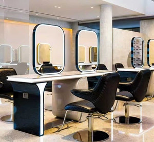 Nouveau Miroir de Salon de Coiffure Tendance en Marbre, Spécial Coiffure, pour Coupe, Permanente et Coloration - Product Image 4