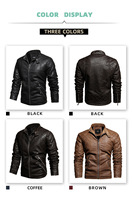 Veste en PU à col rabattu pour homme, style décontracté et hippie, couleur unie, doublure en polyester, automne/hiver