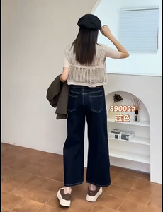 Jeans a Gamba Larga Blu Scuro da <span class=keywords><strong>Donna</strong></span> <span class=keywords><strong>Taglie</strong></span> <span class=keywords><strong>Forti</strong></span>, <span class=keywords><strong>Vita</strong></span> Alta Elasticizzata, <span class=keywords><strong>Pantaloni</strong></span> <span class=keywords><strong>in</strong></span> Denim 360 °   <span class=keywords><strong>Pantaloni</strong></span> casual elasticizzati che non sbiadiscono - Product Image 5