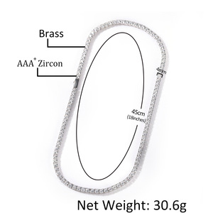 UWIN Collana Tennis con Catena CZ <span class=keywords><strong>Nera</strong></span> 5A da 3mm 4mm, 18 pollici 20 pollici, con Chiusura a Molla, per <span class=keywords><strong>Uomo</strong></span> - Product Image 3