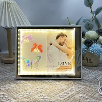 Lámpara de Mesa con Marco de Fotos e Iluminación LED, para Regalo, Adorno, Luz Nocturna Ambiental para Interiores, Decoración para Bodas, Fiestas, Escritorio, Mesita de Noche
