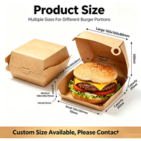 Scatole per Hamburger in Carta Kraft Usa e Getta con Logo Personalizzato, Confezioni a Conchiglia per Asporto per Ristoranti Fast Food