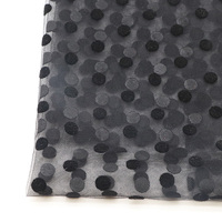 Tissu en Tulle floqué à pois pour femmes, 100% Polyester noir, tissu en maille pour robe