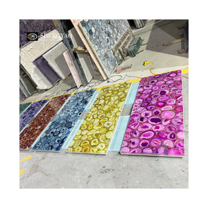 도매 천연 반투명 백라이트 핑크/옐로우/블루/레드/퍼플/그린 마노 석판 - Product Image 4