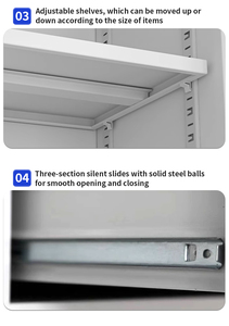 Archivador de Acero con <span class=keywords><strong>2</strong></span> Cajones, Armario de Almacenamiento Metálico para Oficina con Cerradura, Estantes Ajustables y Función de Librería con Puerta de Vidrio - Product Image 4