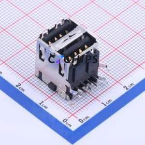 UB1112C-8FDE-4F USB Connector Bent Lead Through Hole Connector Type-A USB 2.0 Female Right Angle Insert - Product Image 2
