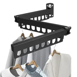 Laundry Clothesline Retractable Cloth Hook Folding Wall Mounted Clothes Hanger Rack Space-saver foldable cloth drying rack