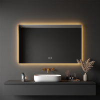 Espejo de Baño LED Rectangular Moderno y Elegante con Luz Superior e Inferior, Control Táctil, Montado en la Pared, Antivaho