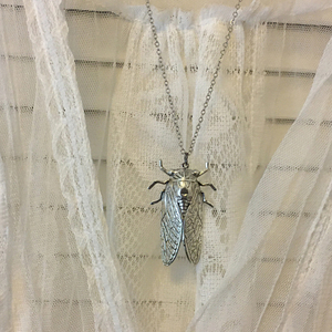 Collar con Colgante de Cigarra Grande con Medallón Secreto Oculto, Joyería Entomológica de Insectos - Product Image 3