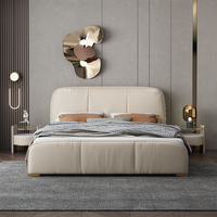 Lit en cuir minimaliste italien, nouveau lit double moderne et minimaliste, mobilier de chambre principale