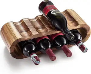 Portabottiglie in legno di Acacia classico con supporto per bottiglie di alta qualità con Design orizzontale salvaspazio di alta qualità