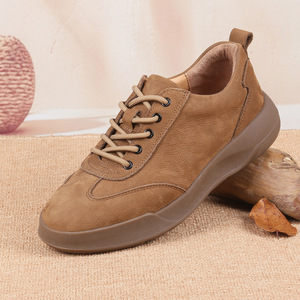 Chaussures décontractées pour hommes en cuir de vachette rétro, à lacets, bout rond, semelle extérieure en cuir véritable, amorti en caoutchouc, toutes saisons, Dongguan - Product Image 1