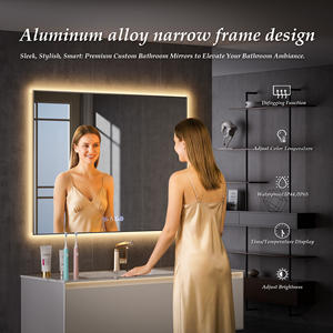 مرايا حائطية بإضاءة خلفية قابلة للتعتيم تدريجيًا مع مزيل للضباب ومقاومة للكسر وذاكرة وإضاءة بثلاثة ألوان - Product Image 3