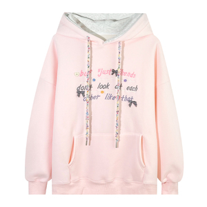 Sweat à capuche en jersey <span class=keywords><strong>de</strong></span> haute qualité avec lettres brodées pour femmes Automne/Hiver <span class=keywords><strong>Veste</strong></span> décontractée écologique - Product Image 6