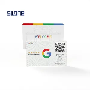 SIlone Customized Printing NFC Google Review Card Rfid Smart Metal Business PVC Id Card Google Play Gift Card