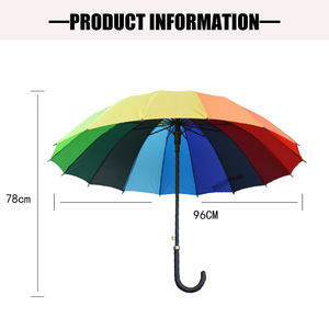 Parapluie de voyage en pongee en gros, avec long manche, semi-automatique, ouverture automatique, fonction de suspension, 16 baleines, couleurs arc-en-ciel - Product Image 6