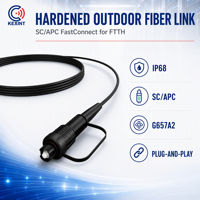 100m FastConnect Gehärtetes SC APC G657A2 Outdoor FTTH-Anschlusskabel IP68 Plug-and-Play 1-Kern LSZH Glasfaserkabel