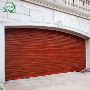 Puerta de garaje eléctrica de panel de acero galvanizado de grano de madera clásico residencial de tamaño personalizado