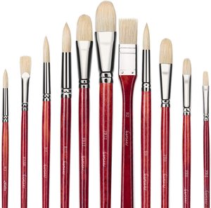 Fontainebleau – Kits de 11 pinceaux professionnels pour artistes, poils de porc, plats, ronds et éventail, pour <span class=keywords><strong>peinture</strong></span> à l'<span class=keywords><strong>huile</strong></span> – Vente en gros - Product Image 1