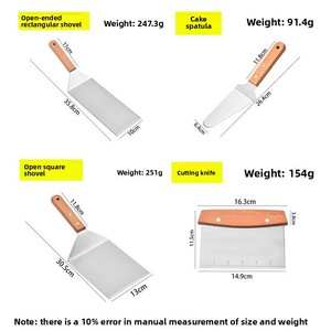 Stainless Steel Pizza Shovel Wooden Handle Steak Frying Barbecue Shovel Set for Teppanyaki Cooking - Product Image 2
